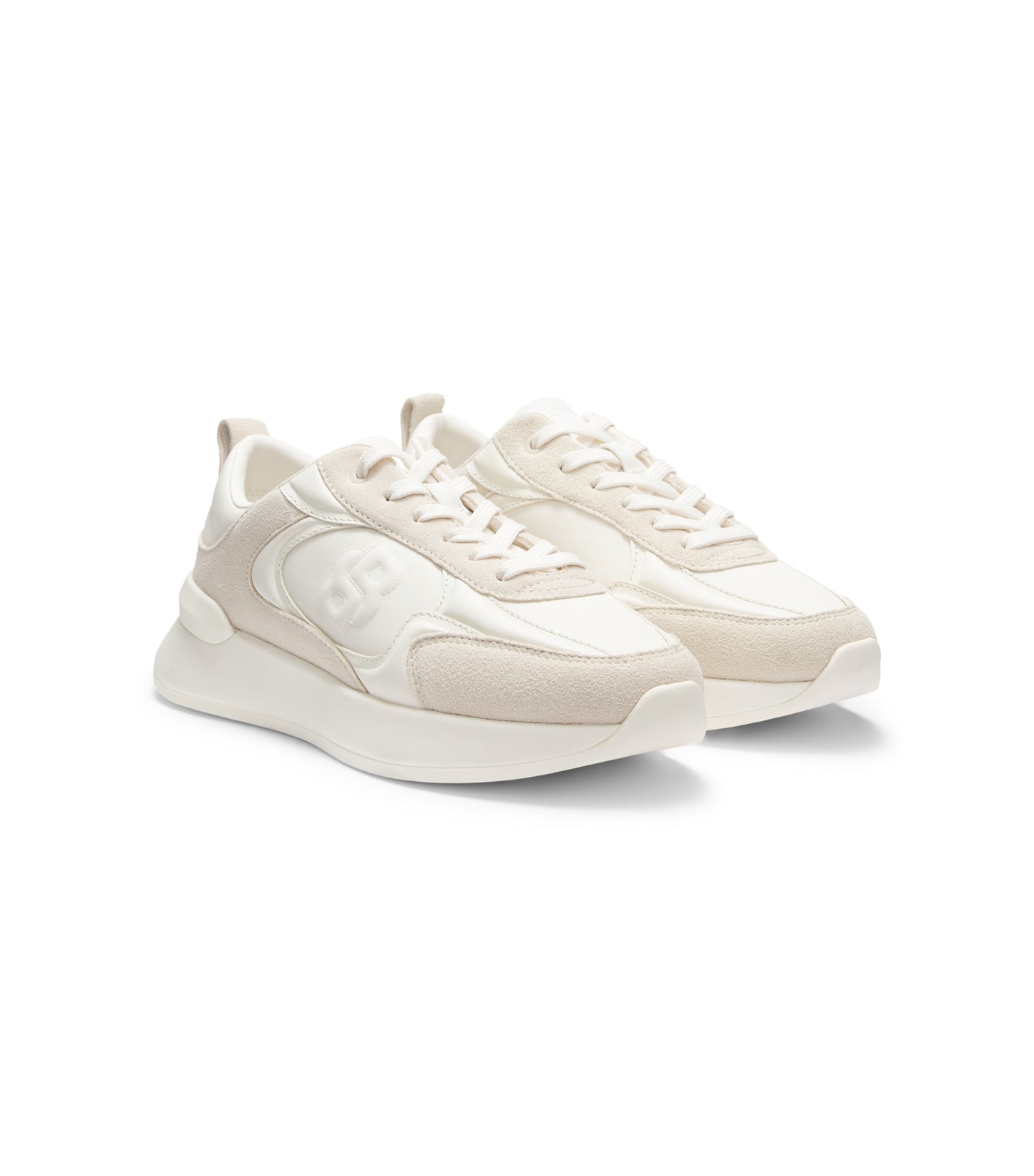 Mixed-material trainers with Double B monogram
