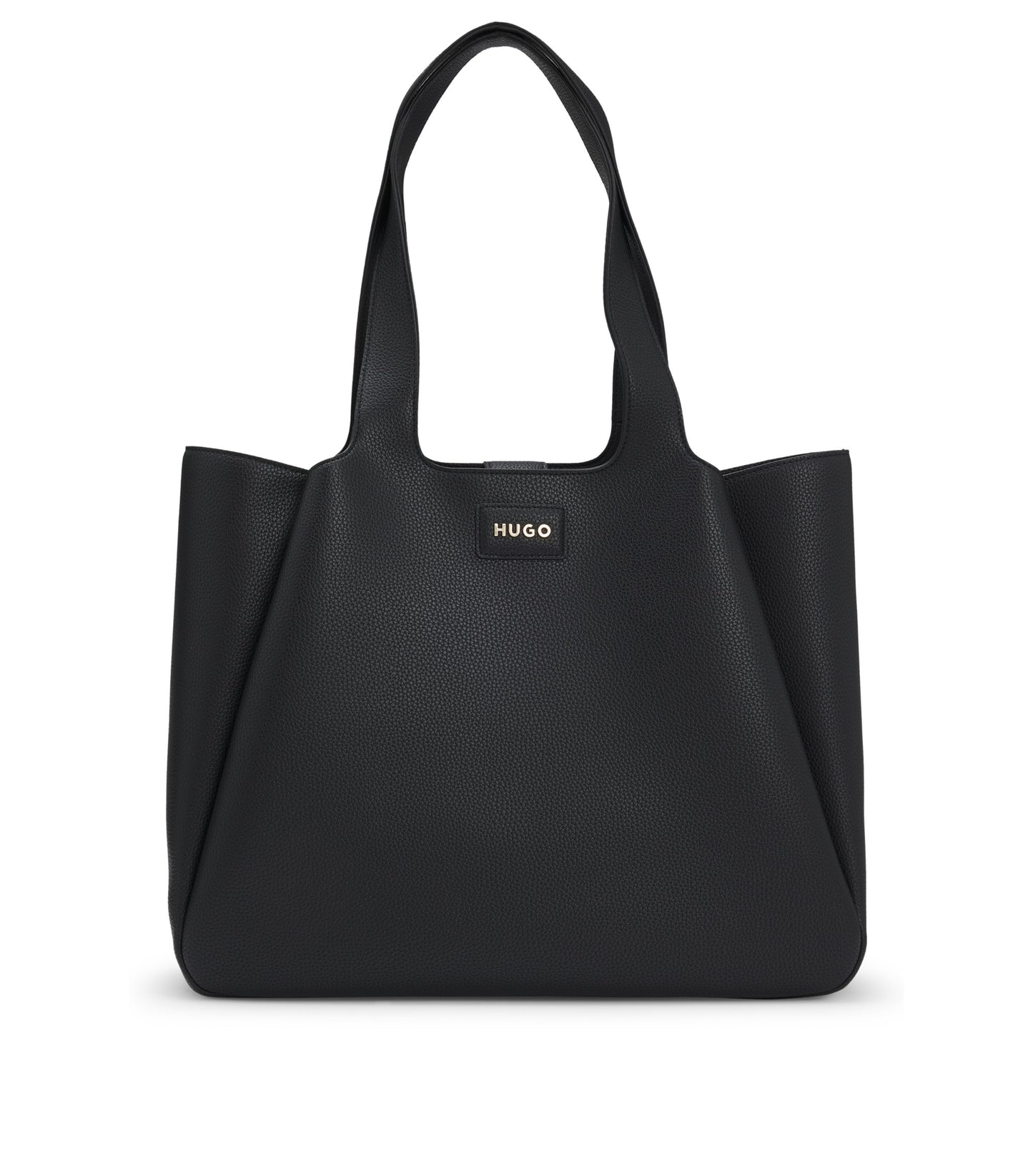 Faux-leather tote bag with logo patch