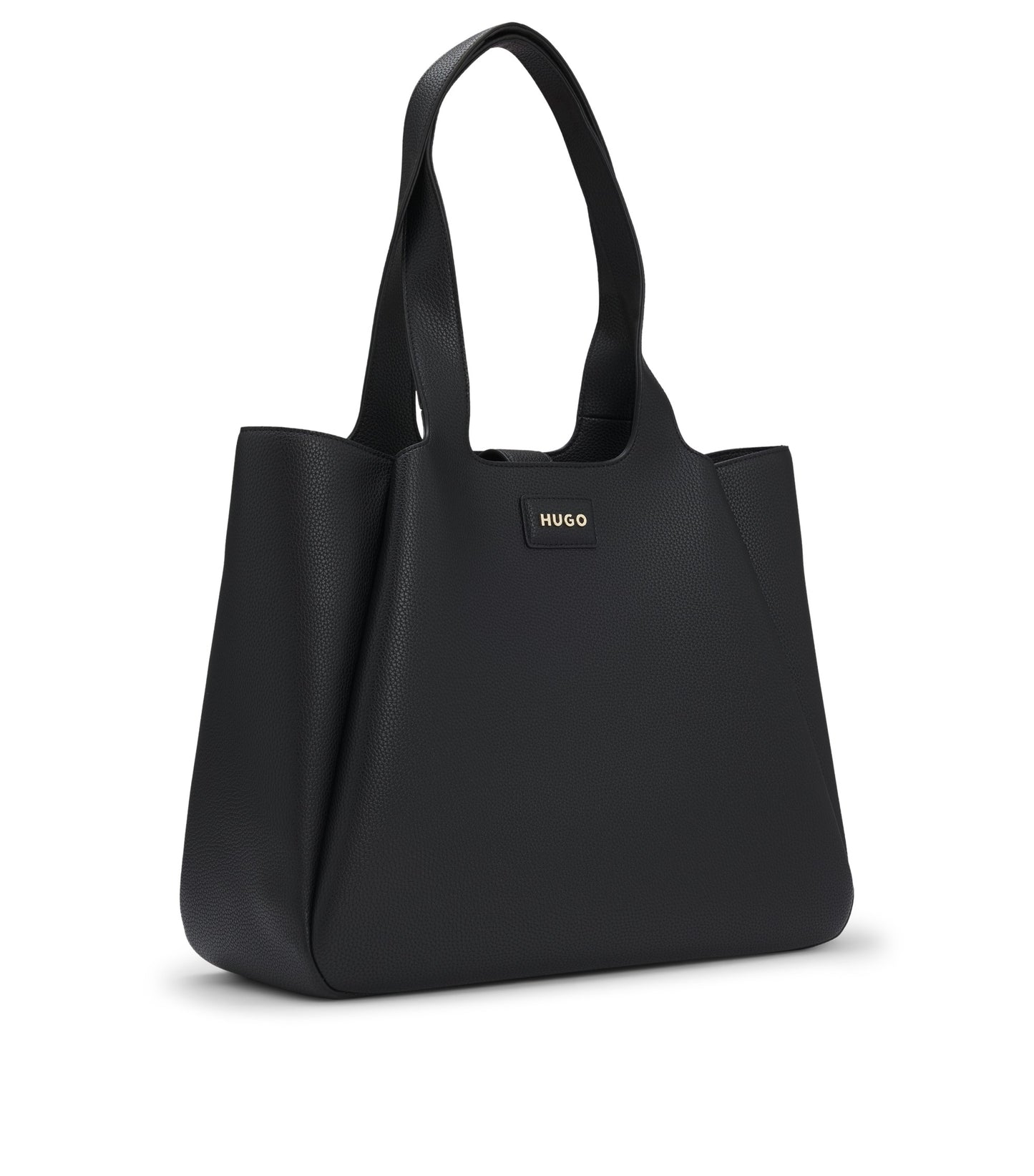 Faux-leather tote bag with logo patch