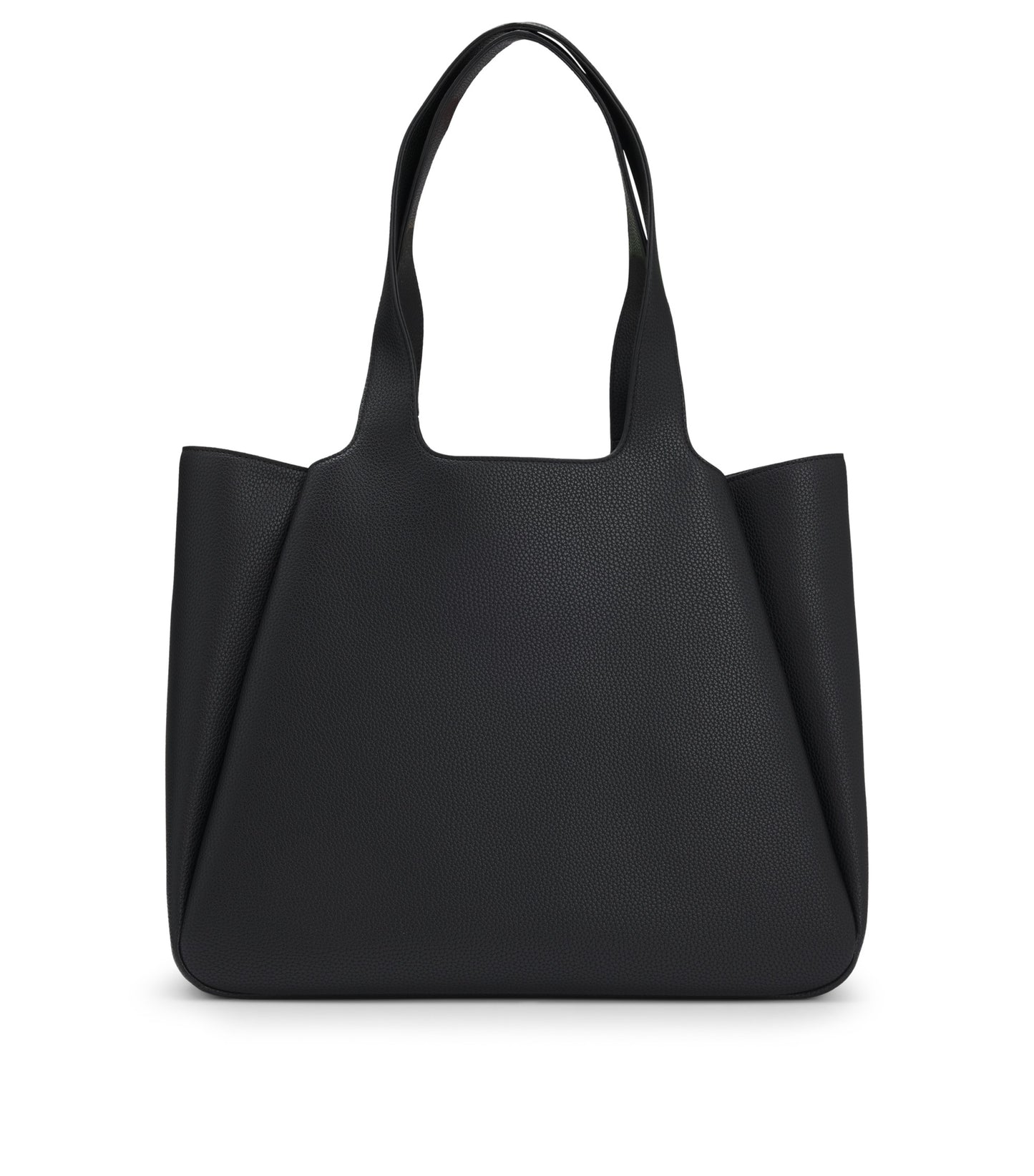 Faux-leather tote bag with logo patch