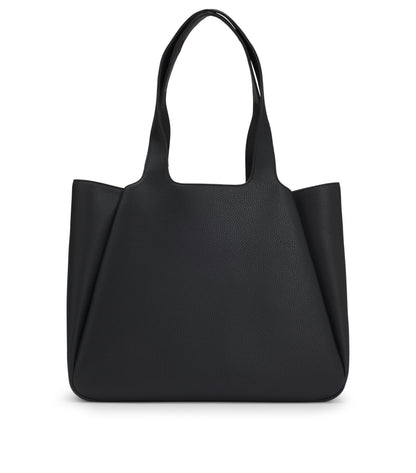 Faux-leather tote bag with logo patch