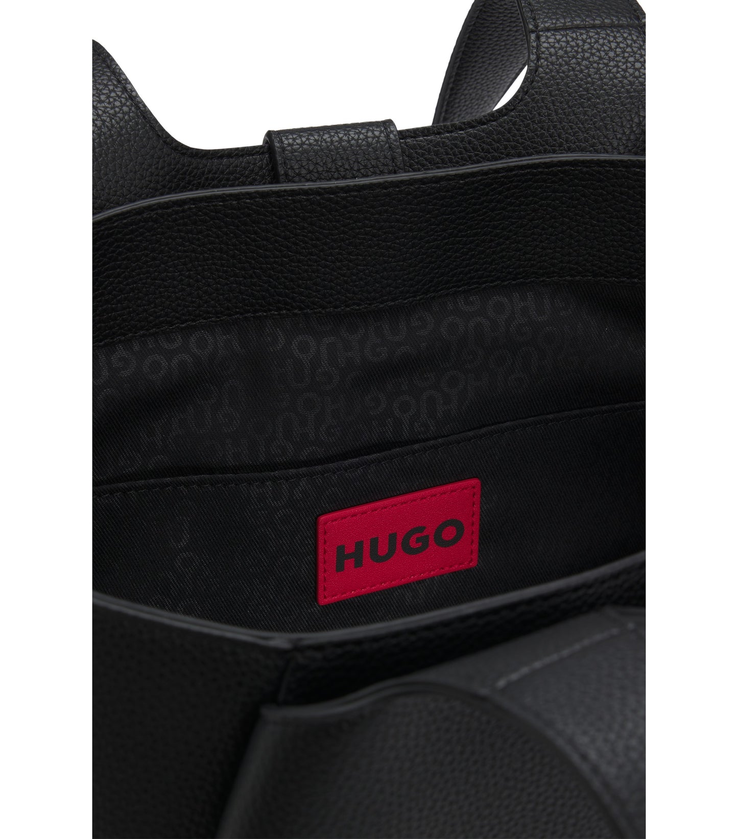 Faux-leather tote bag with logo patch