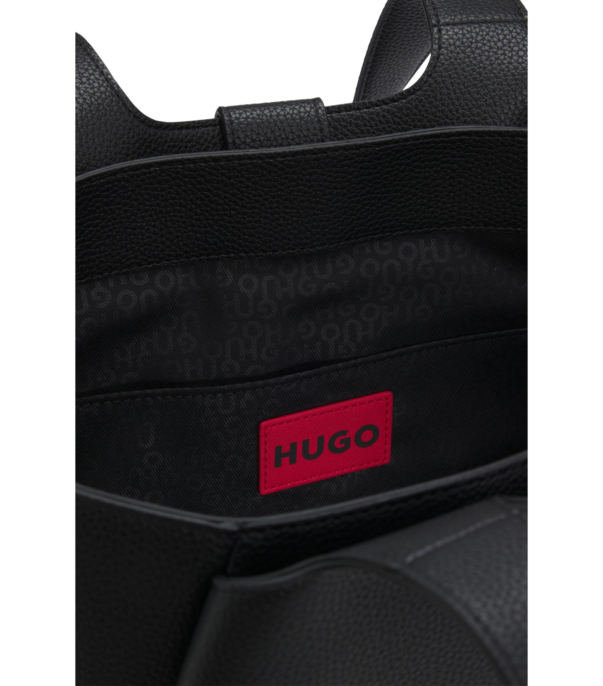 Faux-leather tote bag with logo patch
