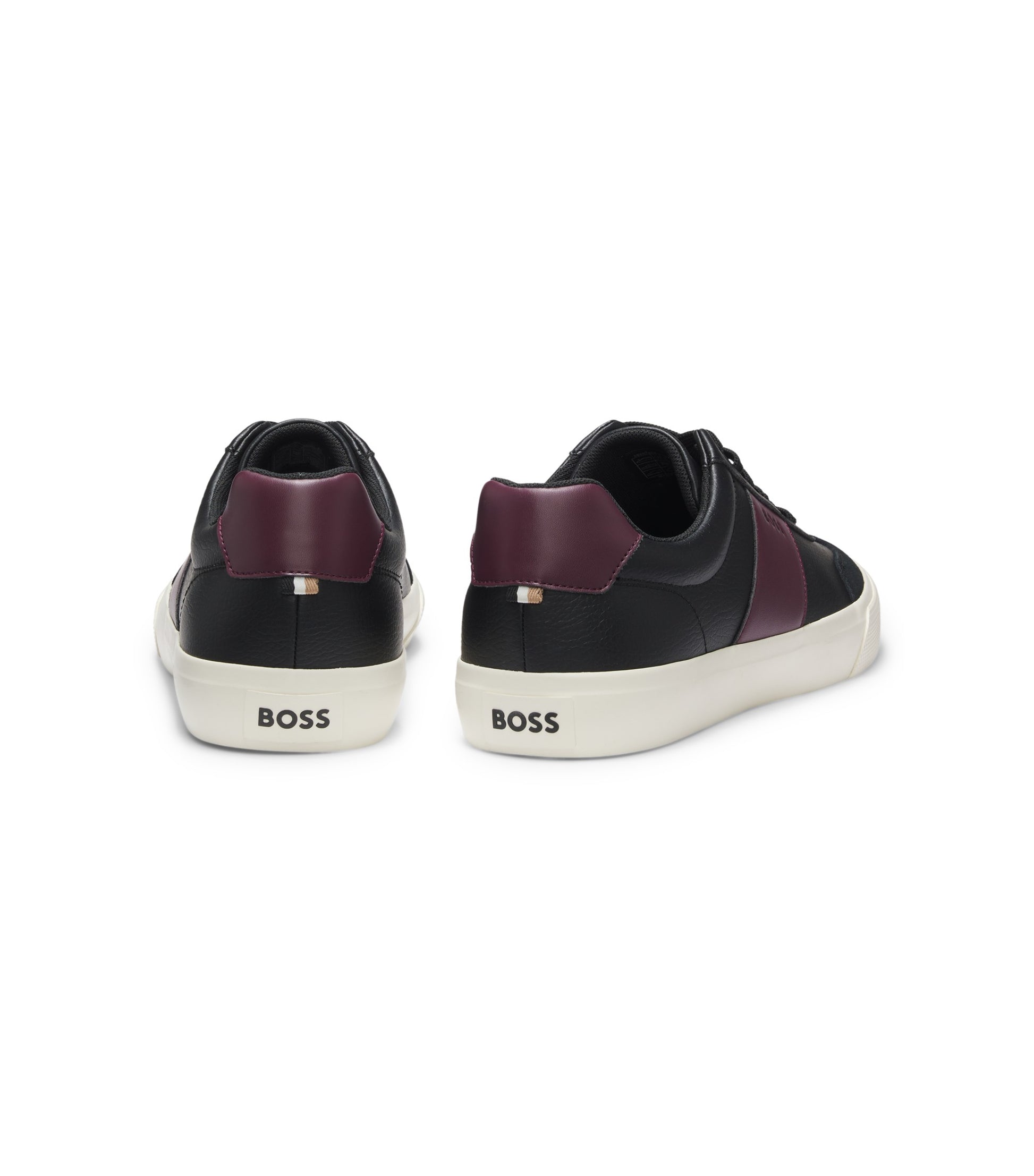 Grained faux-leather trainers with leather trims