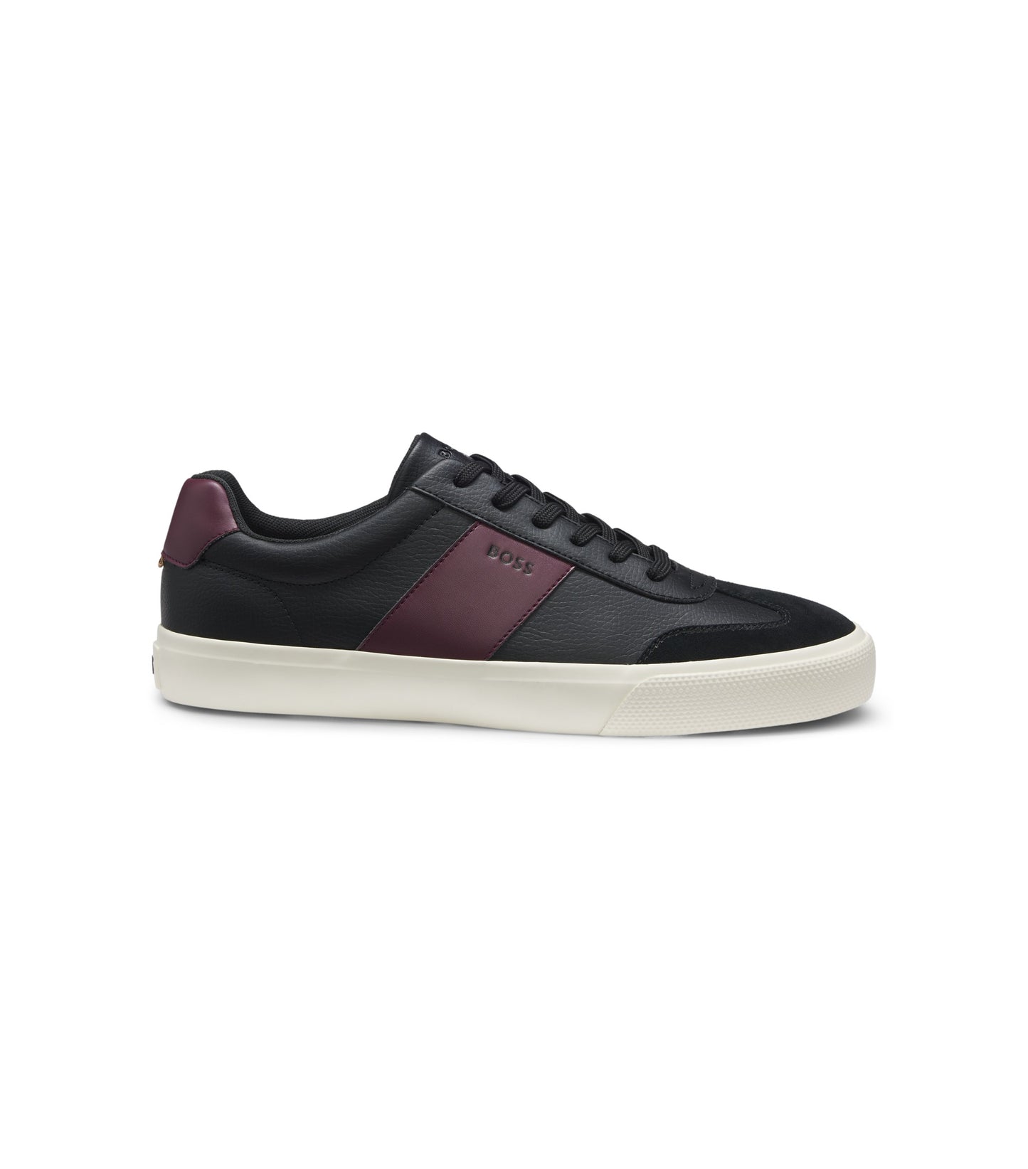 Grained faux-leather trainers with leather trims