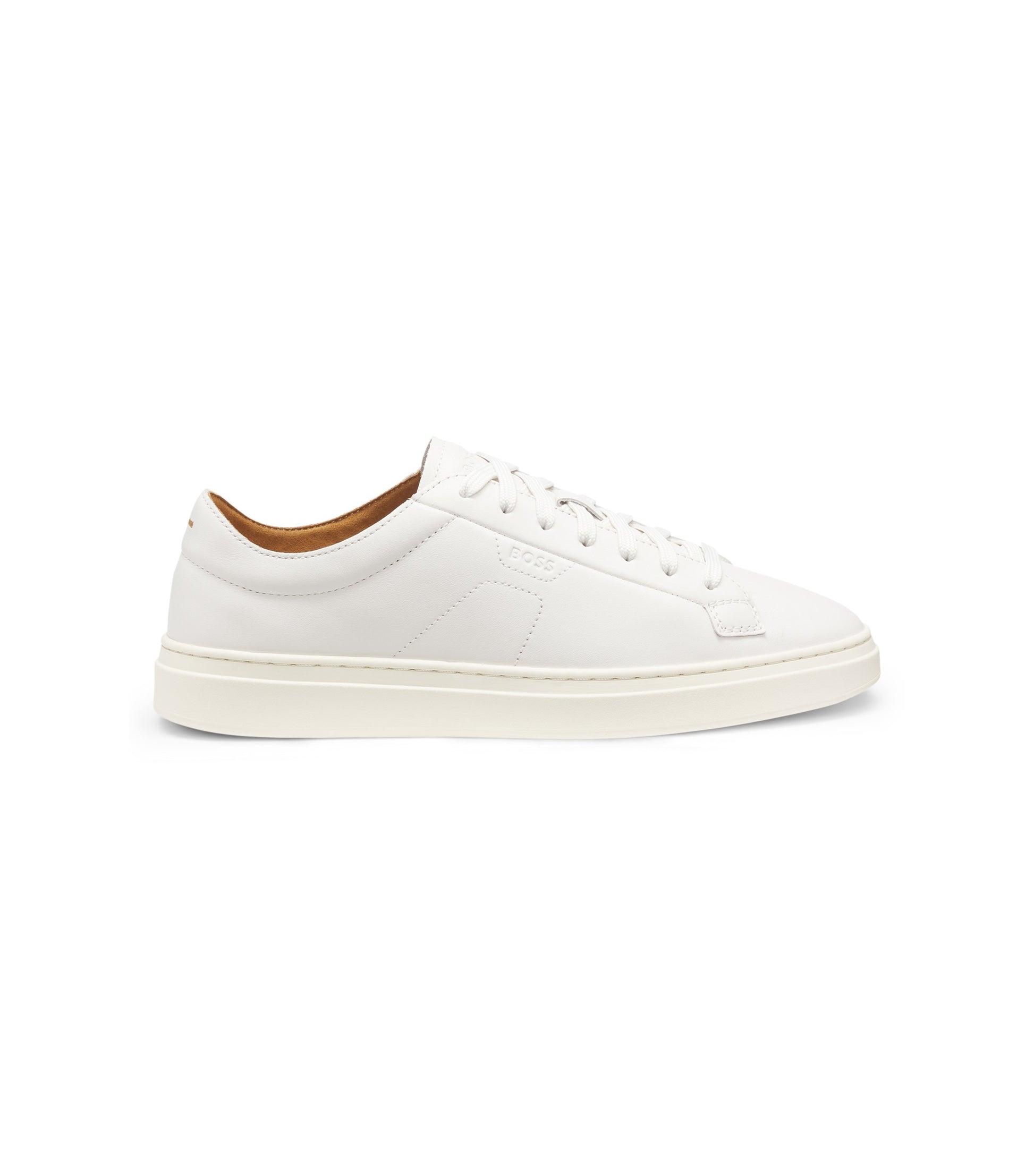 Low-top trainers in leather with embossed logo