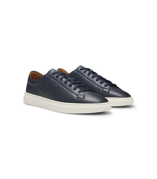 Low-top trainers in leather with embossed logo