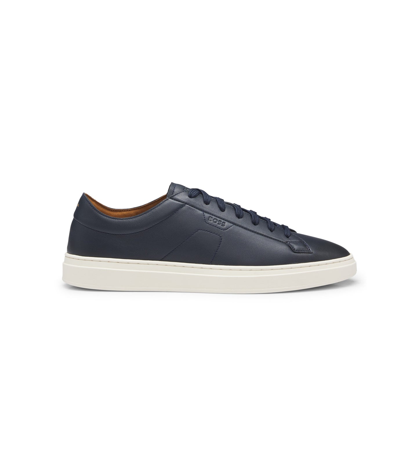 Low-top trainers in leather with embossed logo