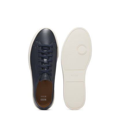 Low-top trainers in leather with embossed logo