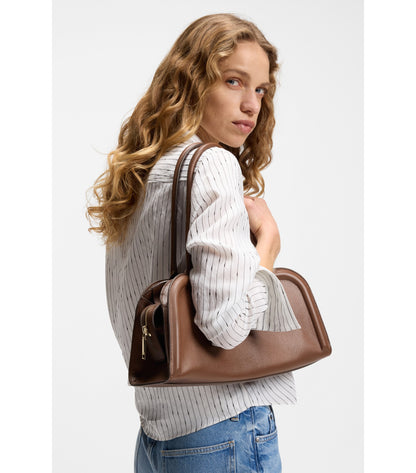 Ariell bowling bag in leather with Double B monogram