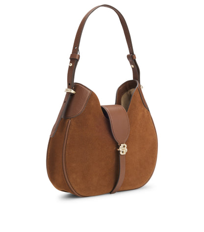 Suede hobo bag with Double B monogram
