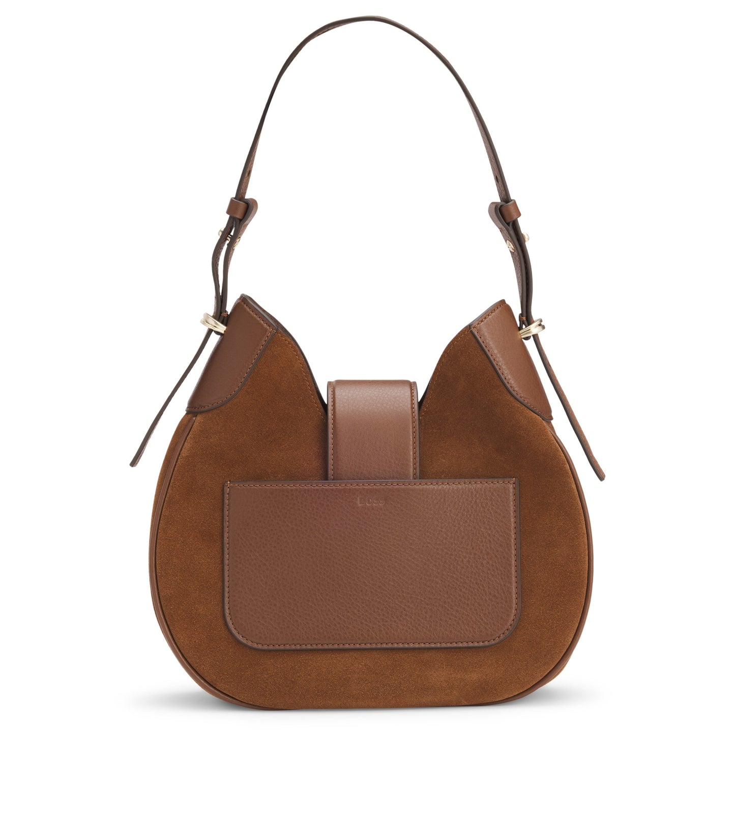 Suede hobo bag with Double B monogram