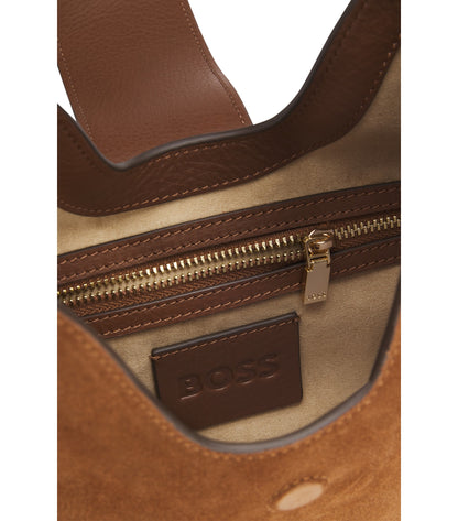 Suede hobo bag with Double B monogram
