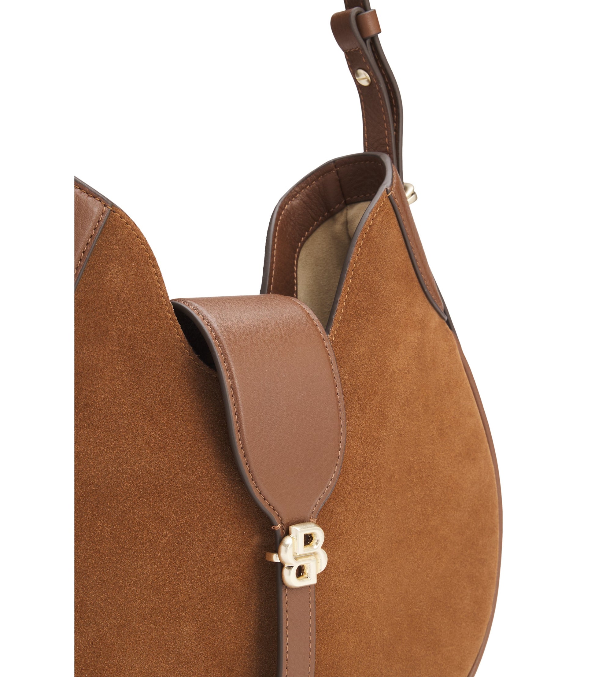 Suede hobo bag with Double B monogram