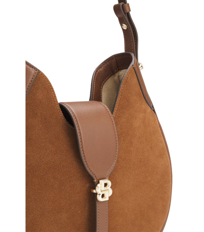 Suede hobo bag with Double B monogram