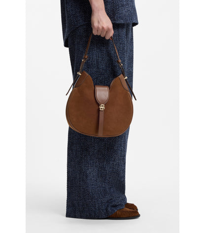 Suede hobo bag with Double B monogram