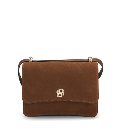 Suede crossbody bag with Double B monogram