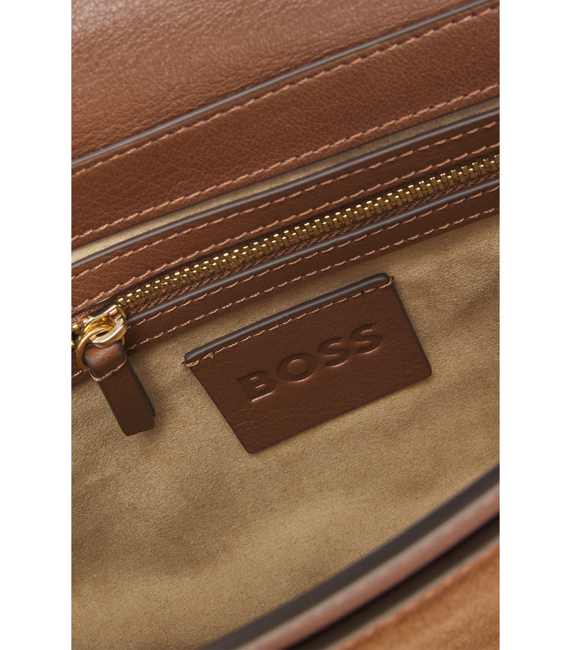 Suede crossbody bag with Double B monogram