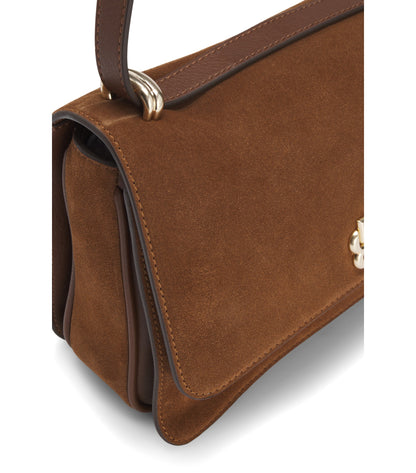 Suede crossbody bag with Double B monogram