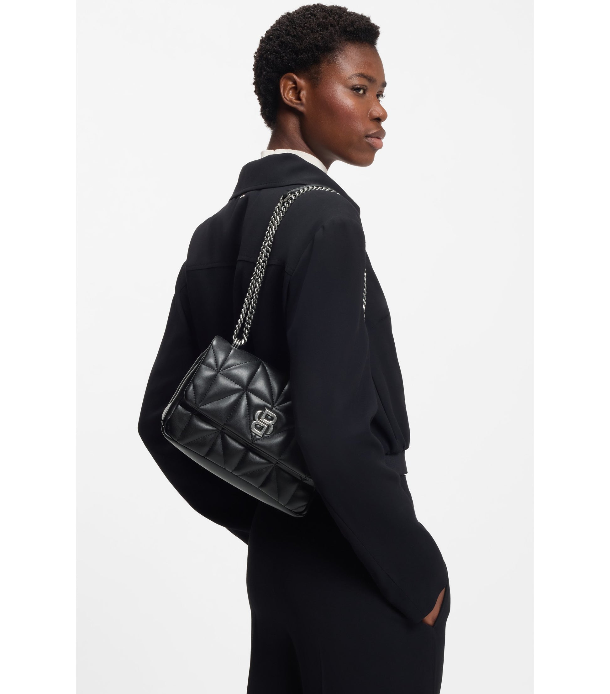 Quilted shoulder bag with Double B monogram