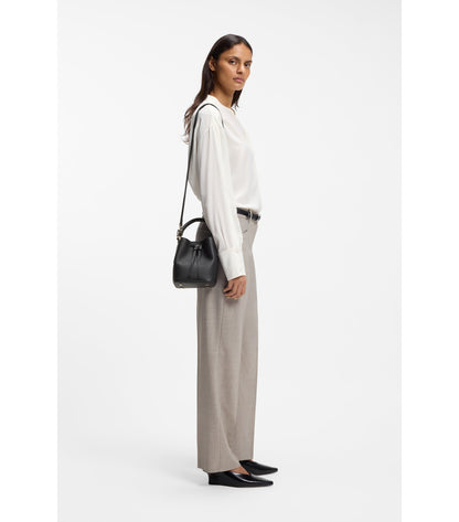 Leather bucket bag with logo lettering