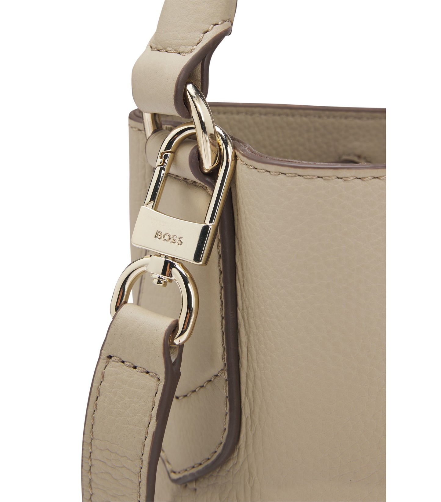 Leather bucket bag with logo lettering