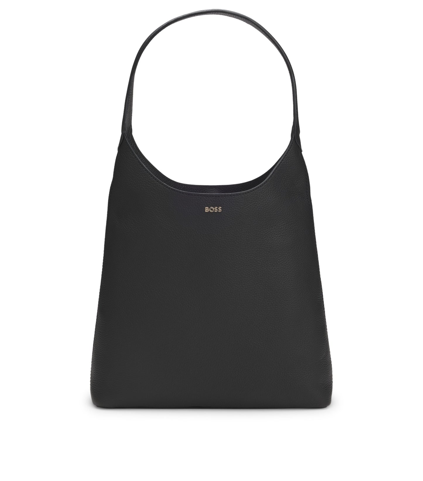 Hobo bag in leather with metallic logo lettering