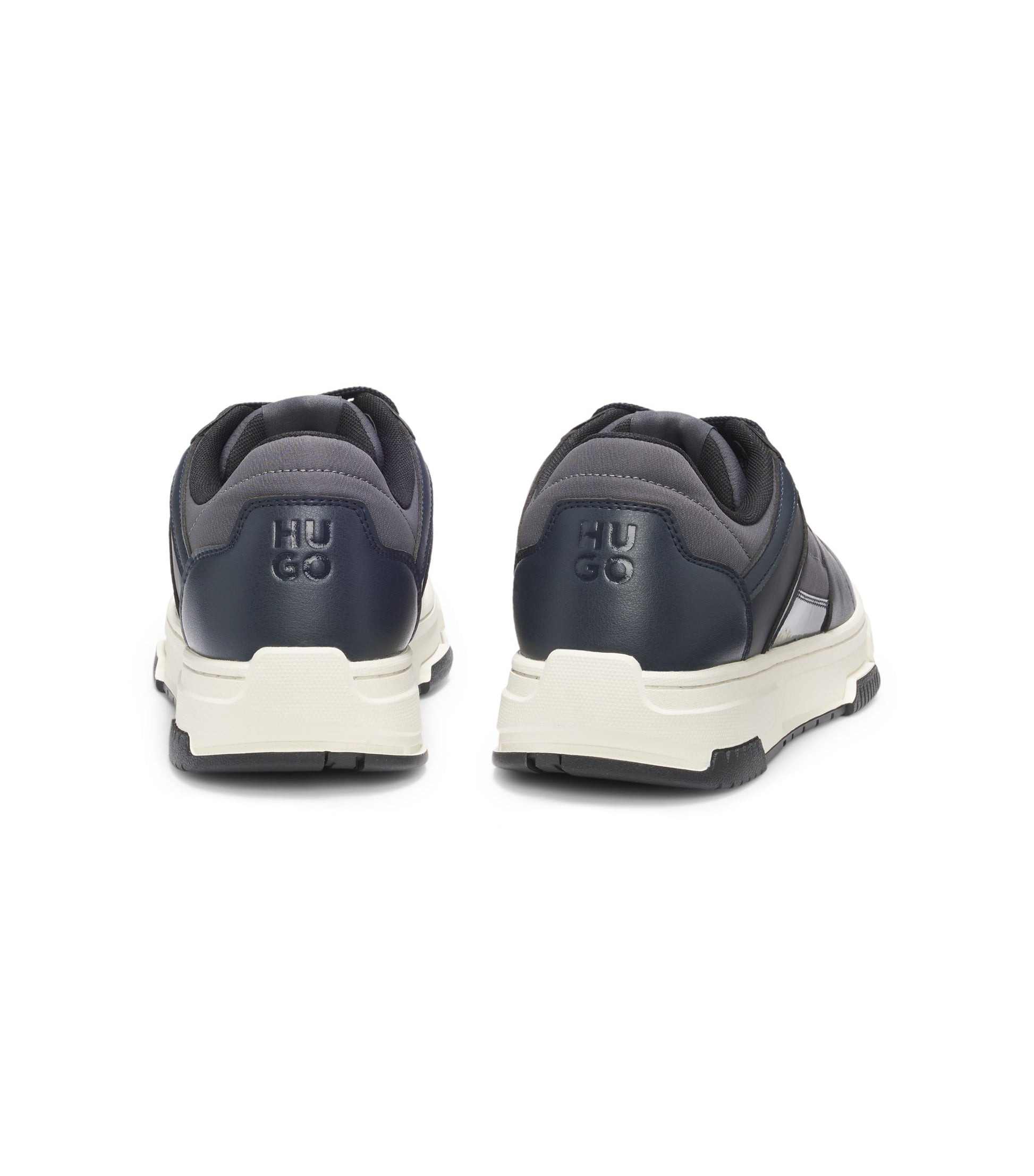 Lace-up trainers with patent trims