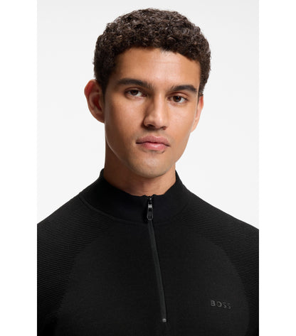 Zip-neck sweater in a cotton blend
