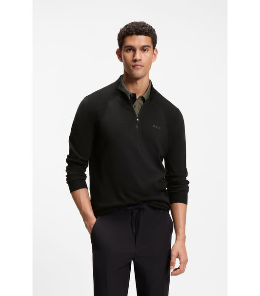 Zip-neck sweater in a cotton blend