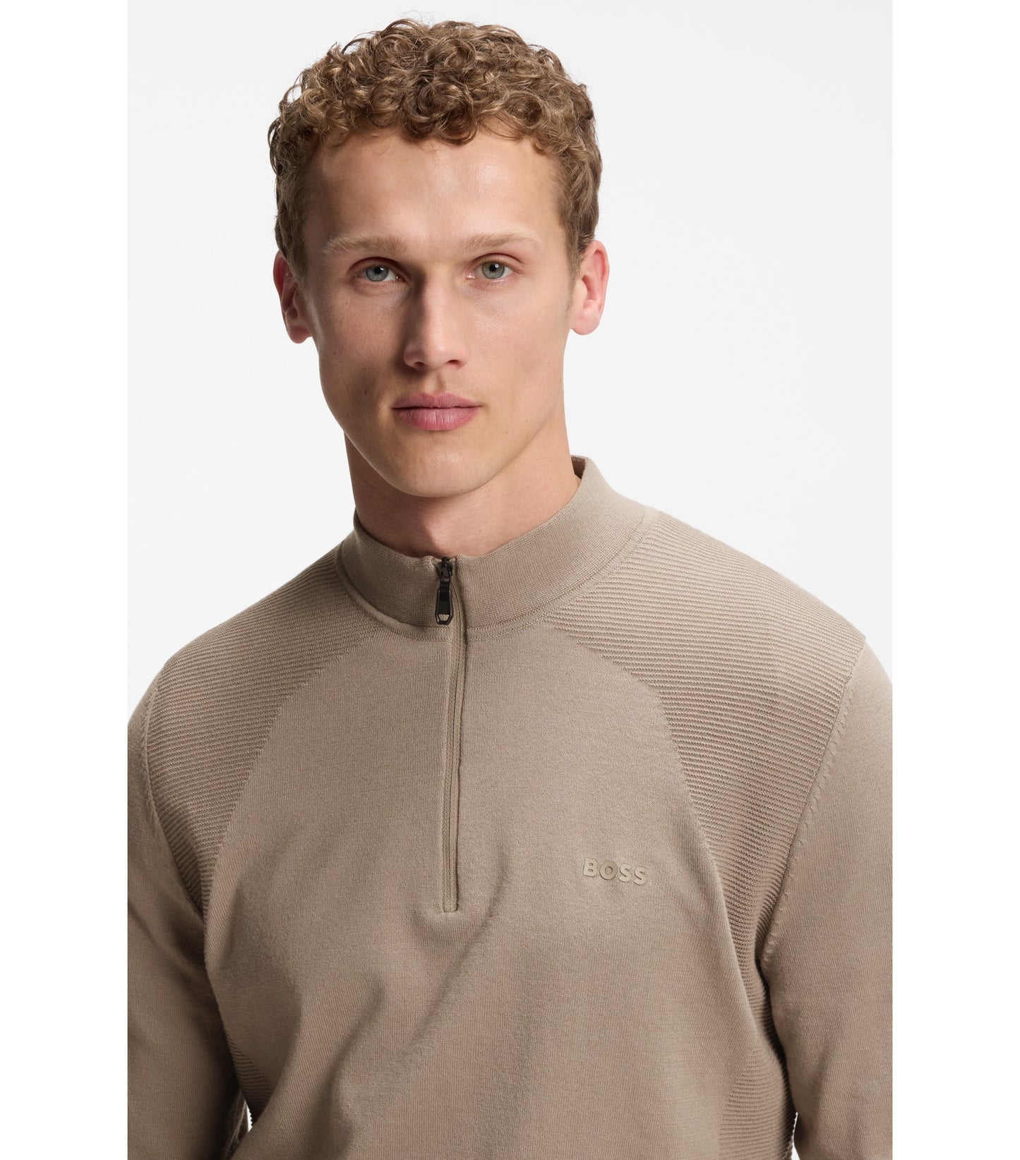 Zip-neck sweater in a cotton blend