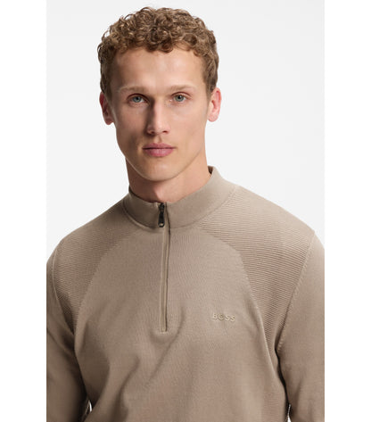 Zip-neck sweater in a cotton blend