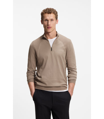 Zip-neck sweater in a cotton blend