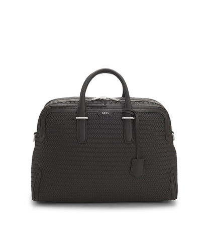 Woven-leather holdall with silver-tone logo
