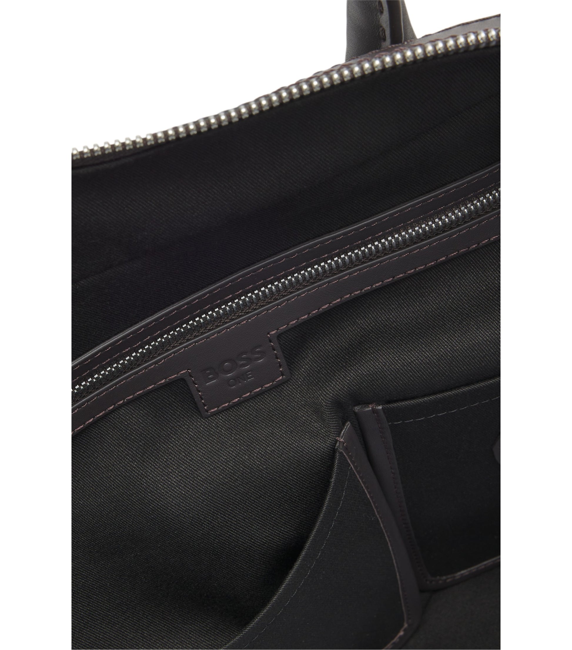 Woven-leather holdall with silver-tone logo