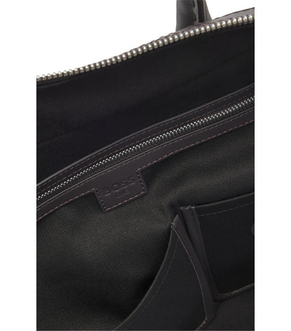 Woven-leather holdall with silver-tone logo