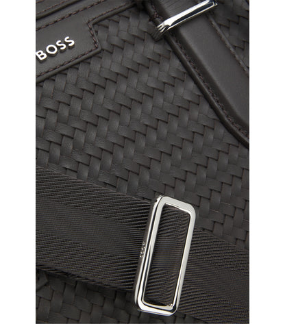 Woven-leather holdall with silver-tone logo