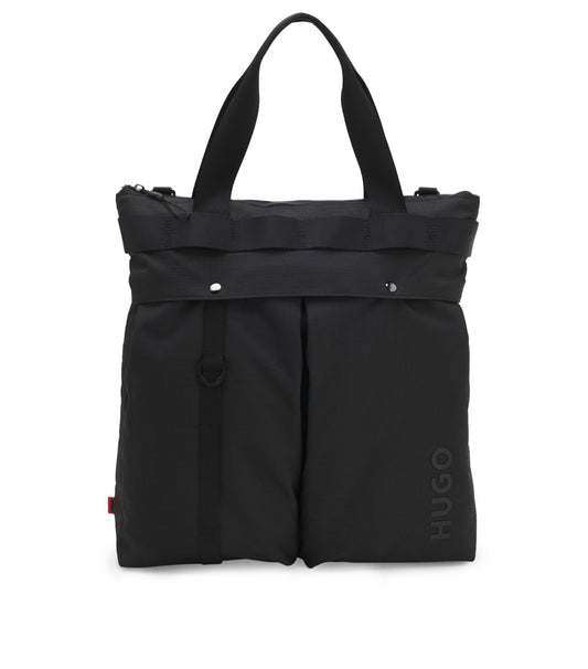 Ripstop tote bag with logo lettering