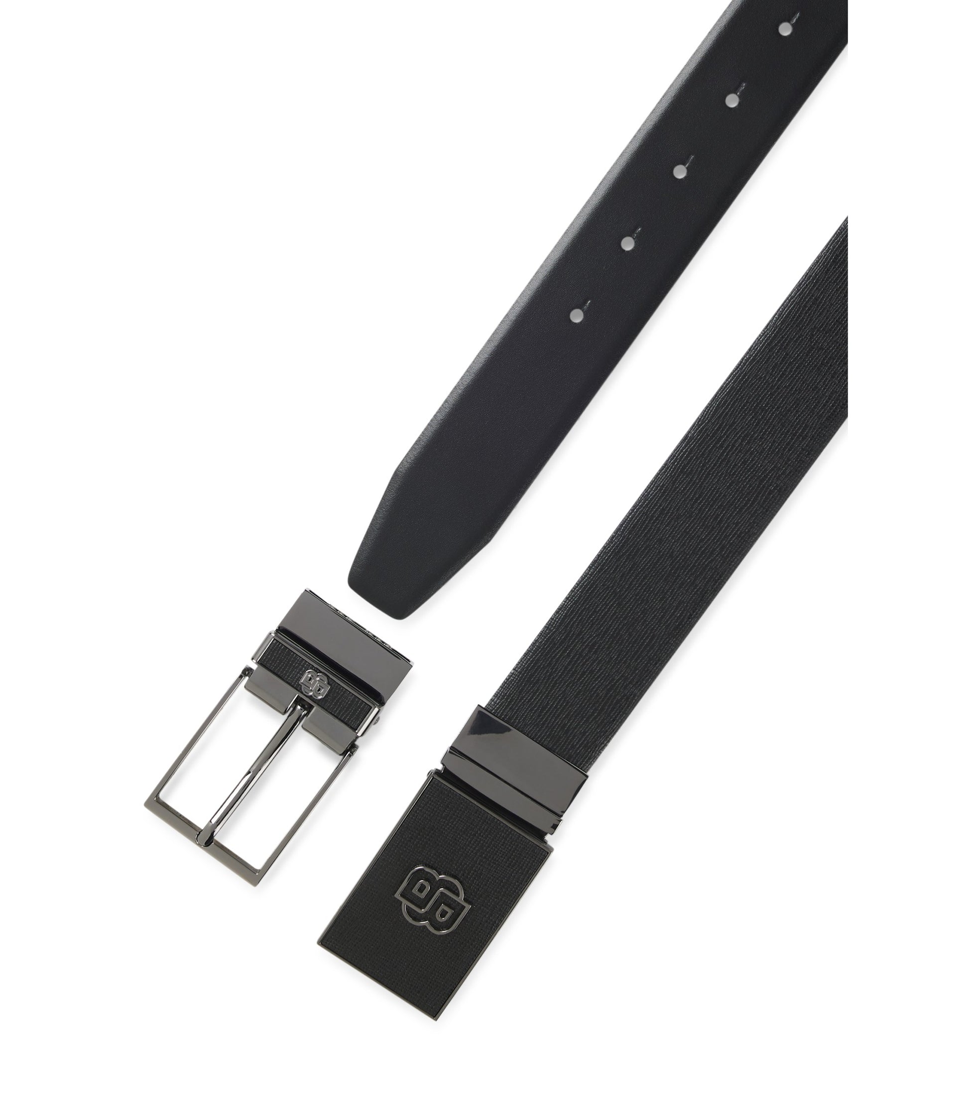 Reversible belt in Italian leather with interchangeable buckles