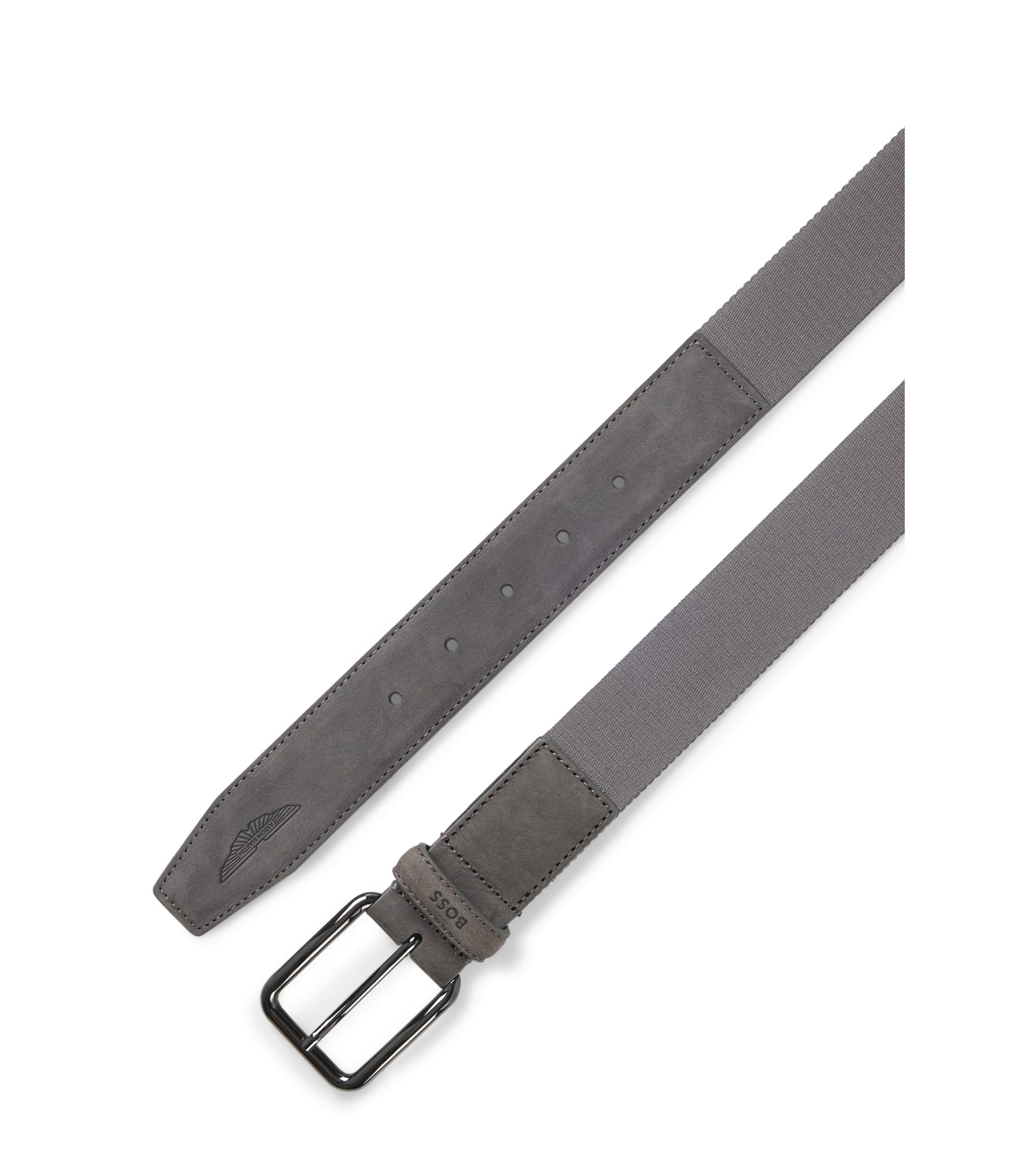 BOSS x ASTON MARTIN belt in nubuck leather with webbing