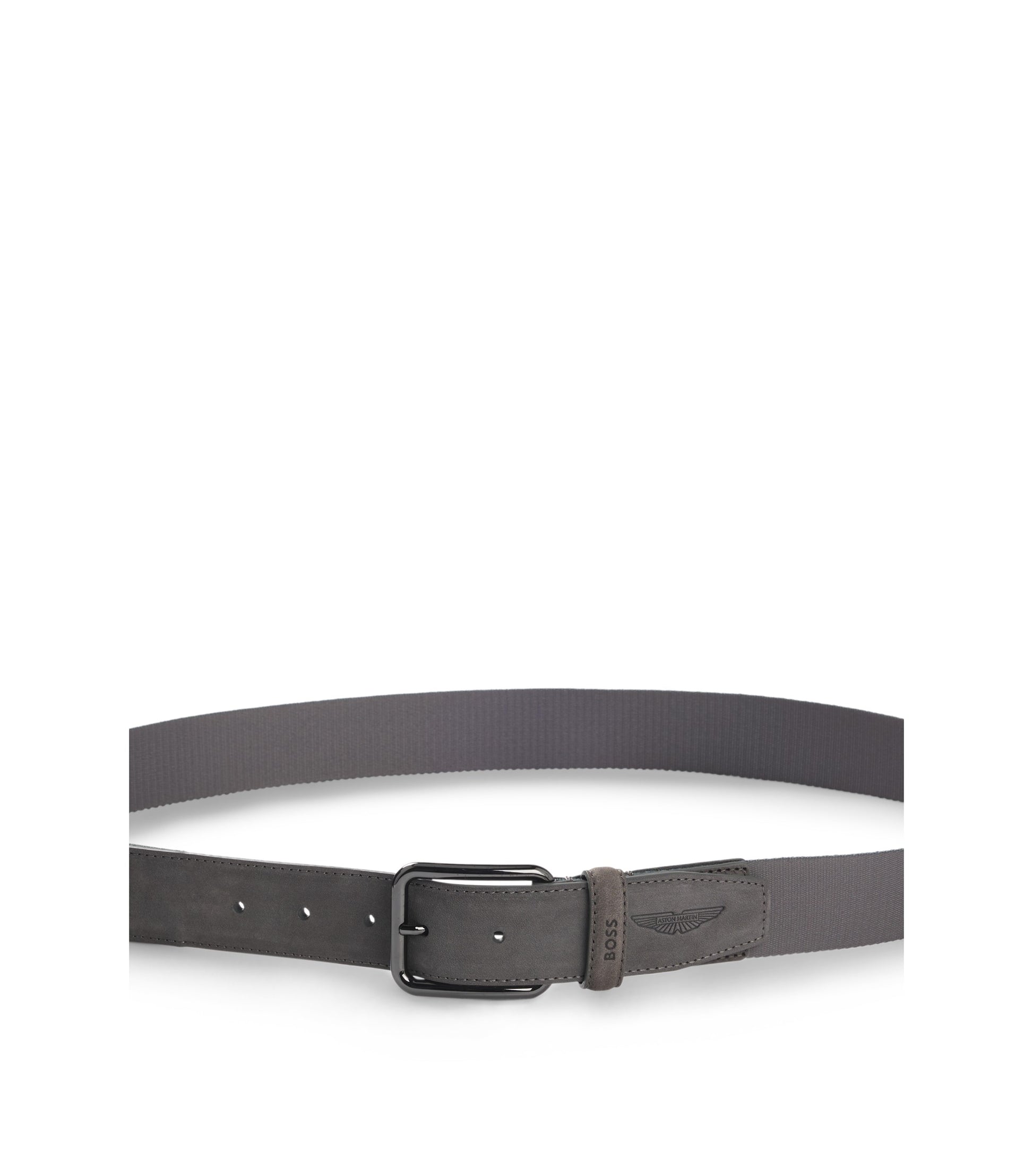 BOSS x ASTON MARTIN belt in nubuck leather with webbing
