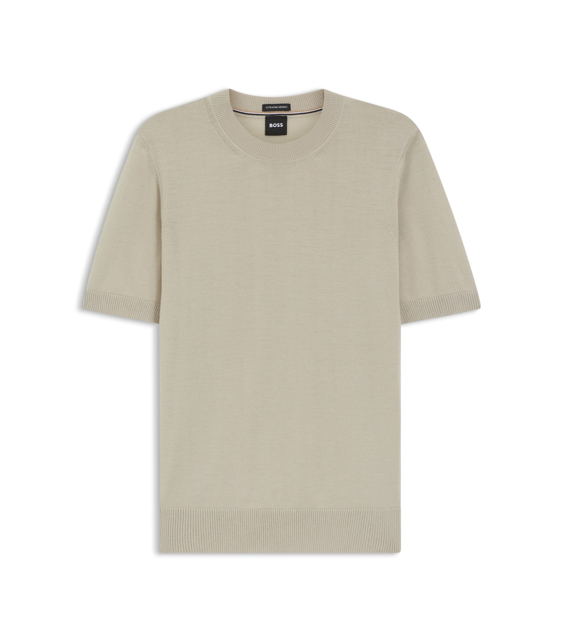 Short-sleeved knit T-shirt in merino wool