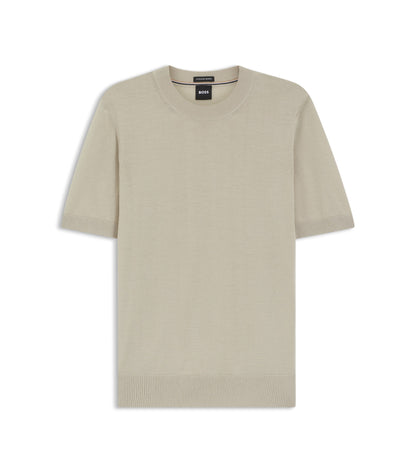 Short-sleeved knit T-shirt in merino wool