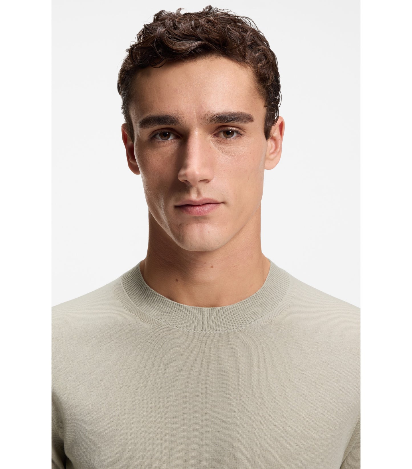 Short-sleeved knit T-shirt in merino wool