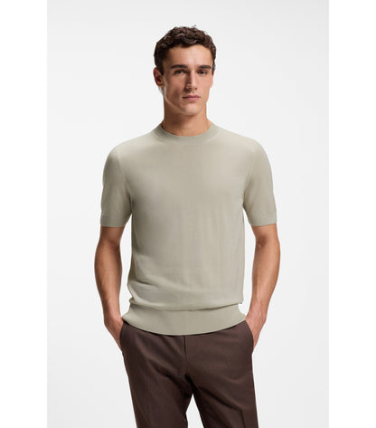 Short-sleeved knit T-shirt in merino wool