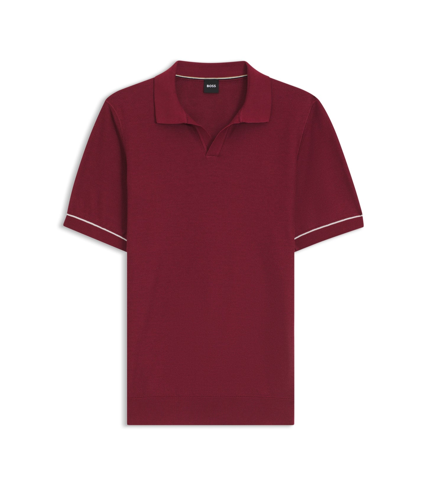 Cotton-blend knit polo with horizontal stripe