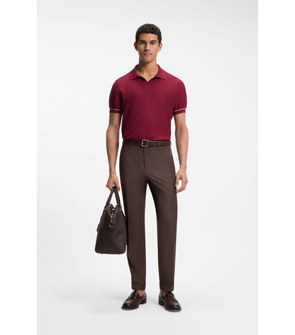 Cotton-blend knit polo with horizontal stripe