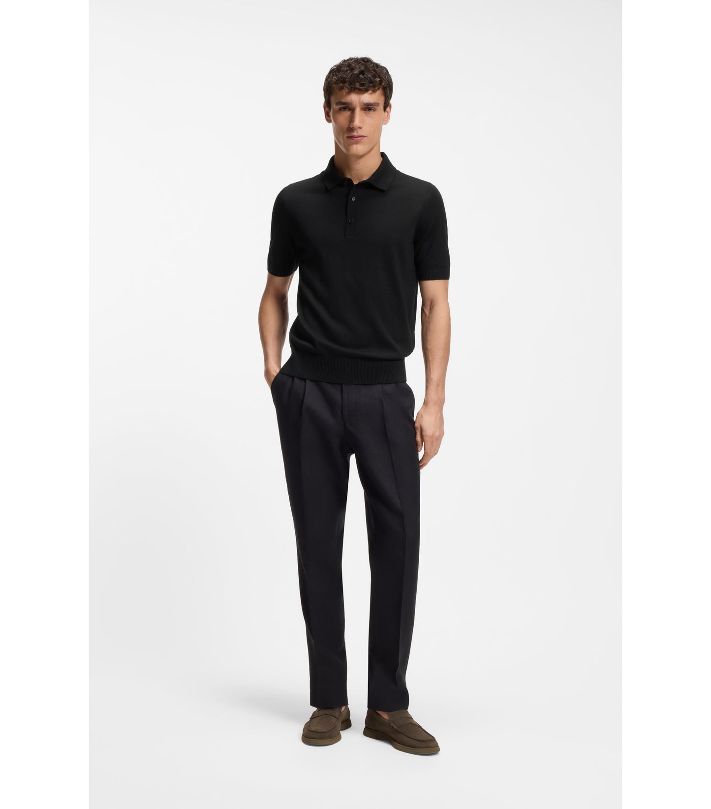 Knit polo in virgin wool 