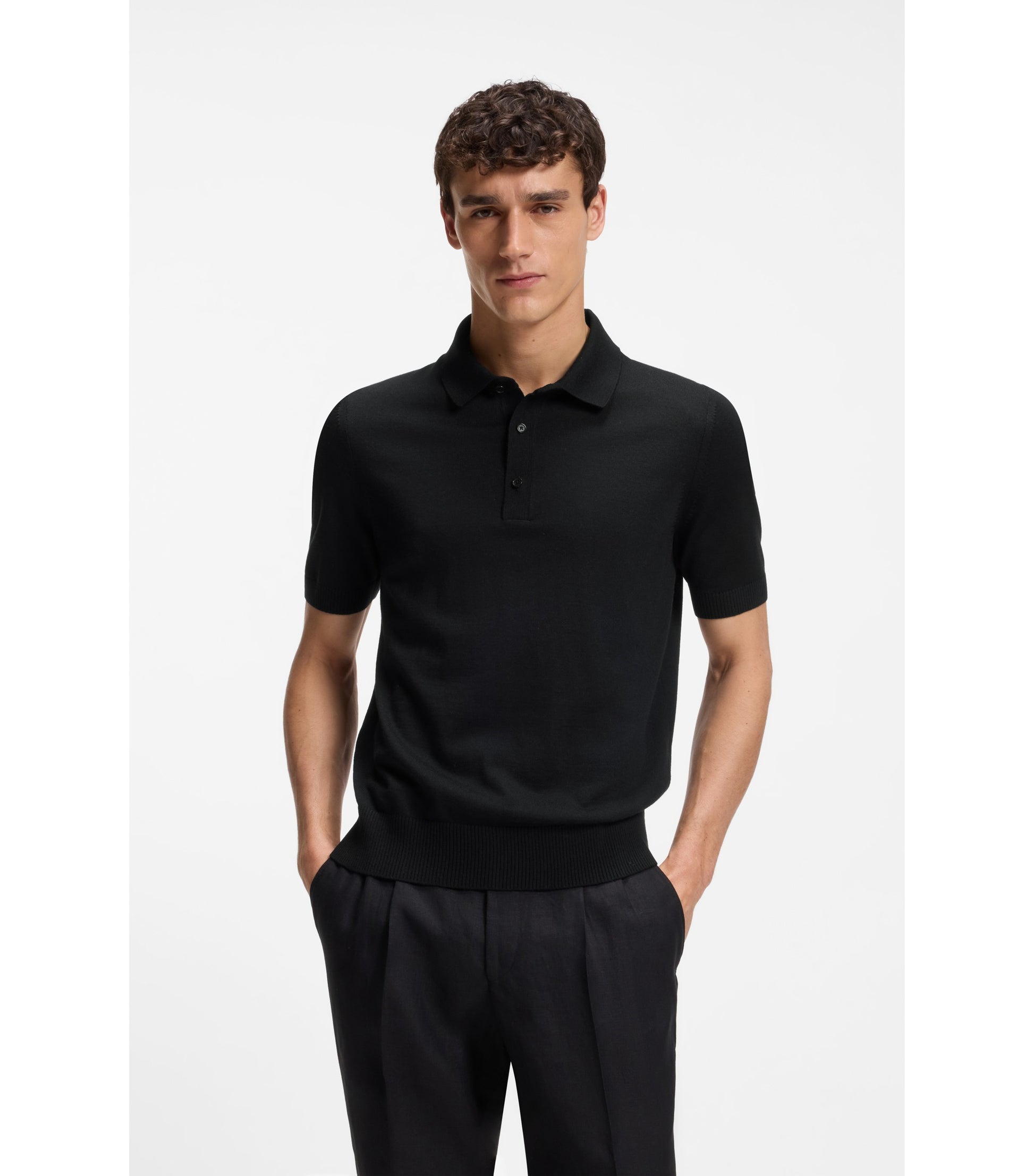 Knit polo in virgin wool 