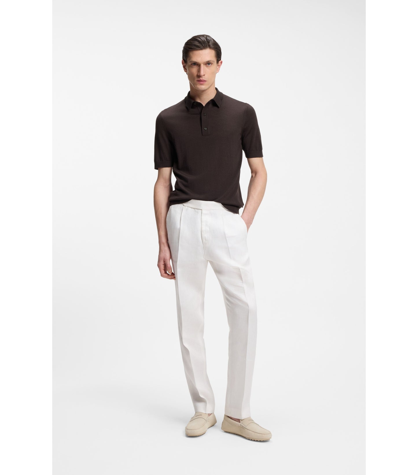 Knit polo in virgin wool 